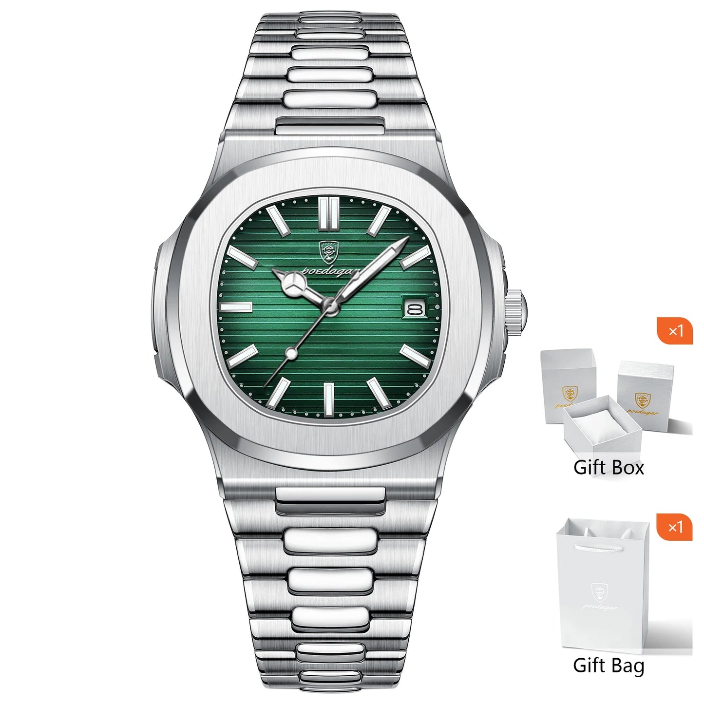 Poedagar™ Royal Stainless Steel Men’s Watch – Waterproof & Luminous