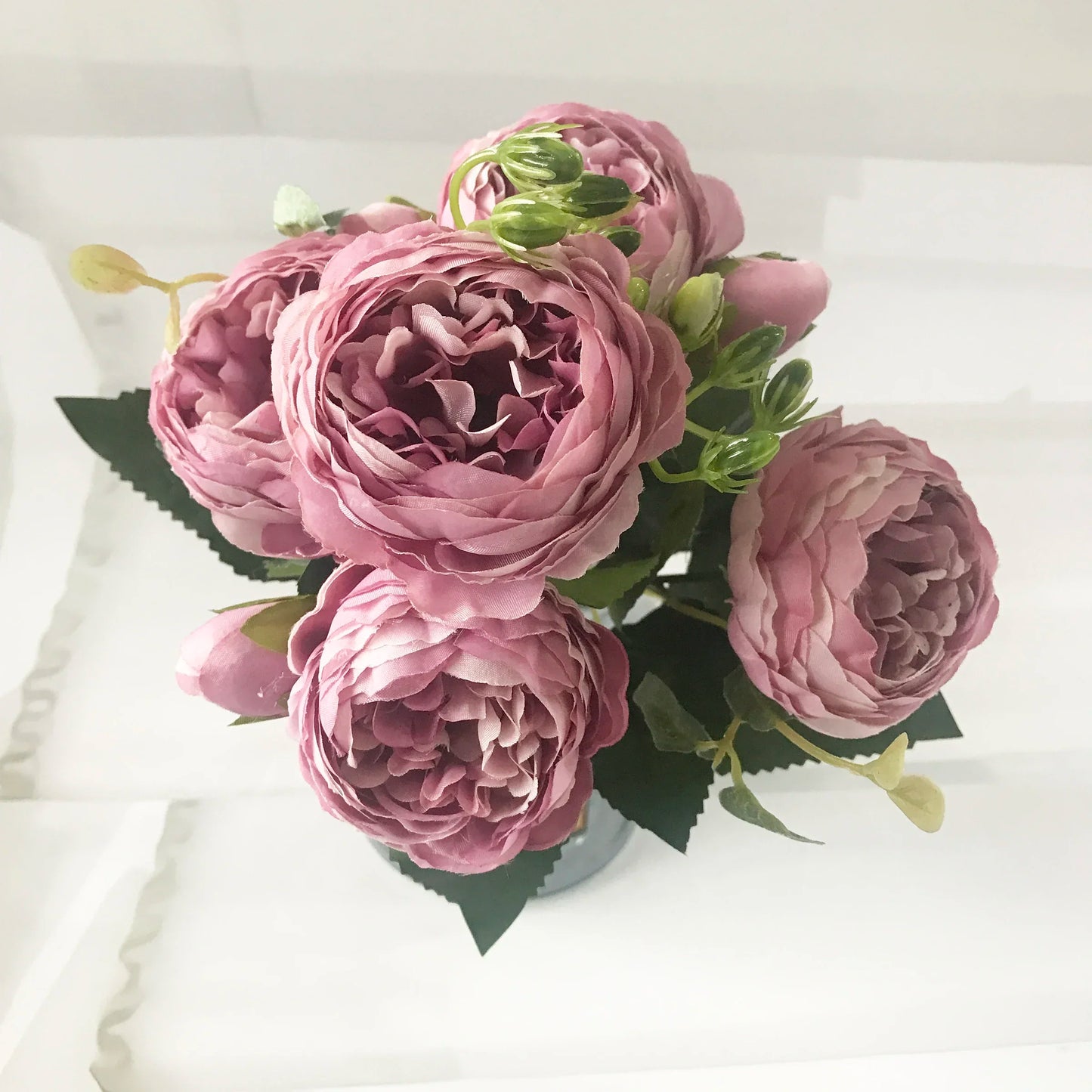Pink Silk Peony Bouquet – 5 Big Heads, 4 Budsbbbbbbbbbbbbbbb