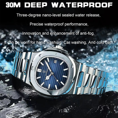 Poedagar™ Royal Stainless Steel Men’s Watch – Waterproof & Luminous