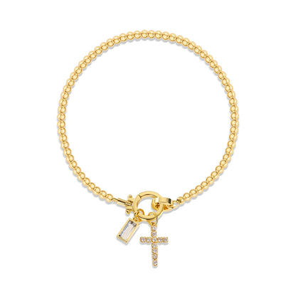 Cross Birthstone Charm Bracelet