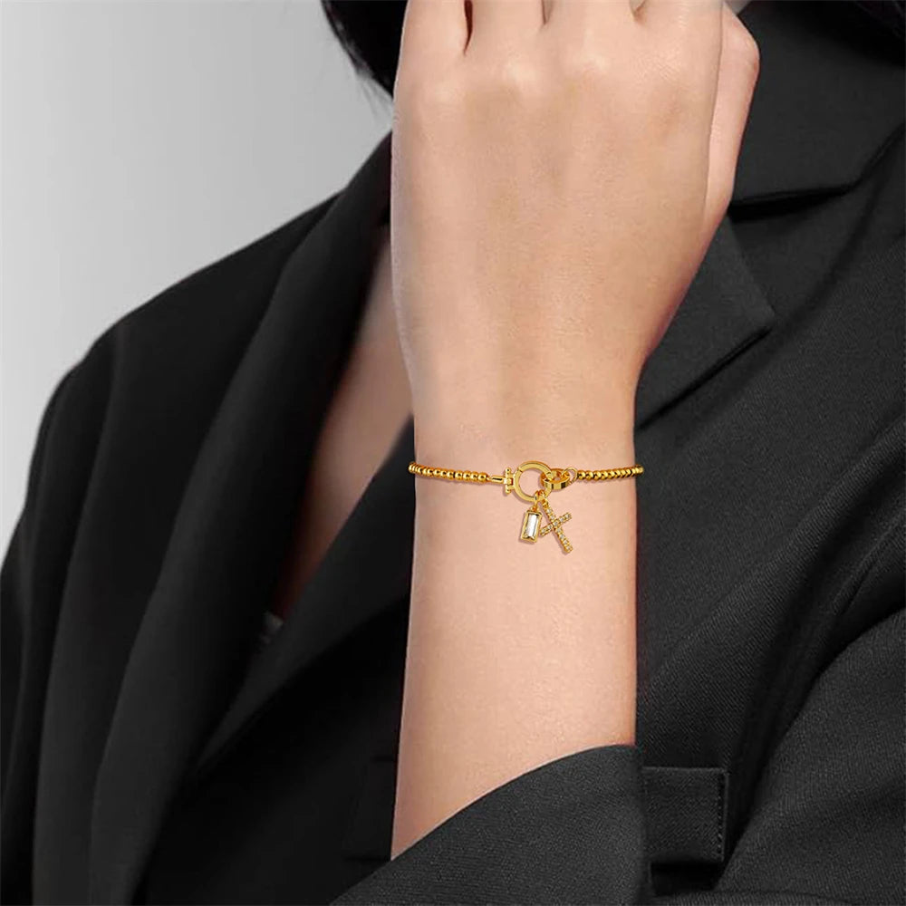 Cross Birthstone Charm Bracelet