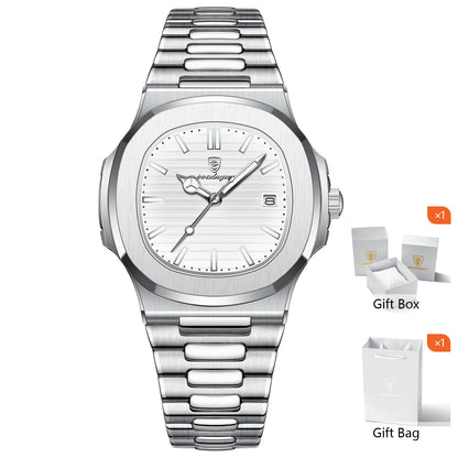 Poedagar™ Royal Stainless Steel Men’s Watch – Waterproof & Luminous