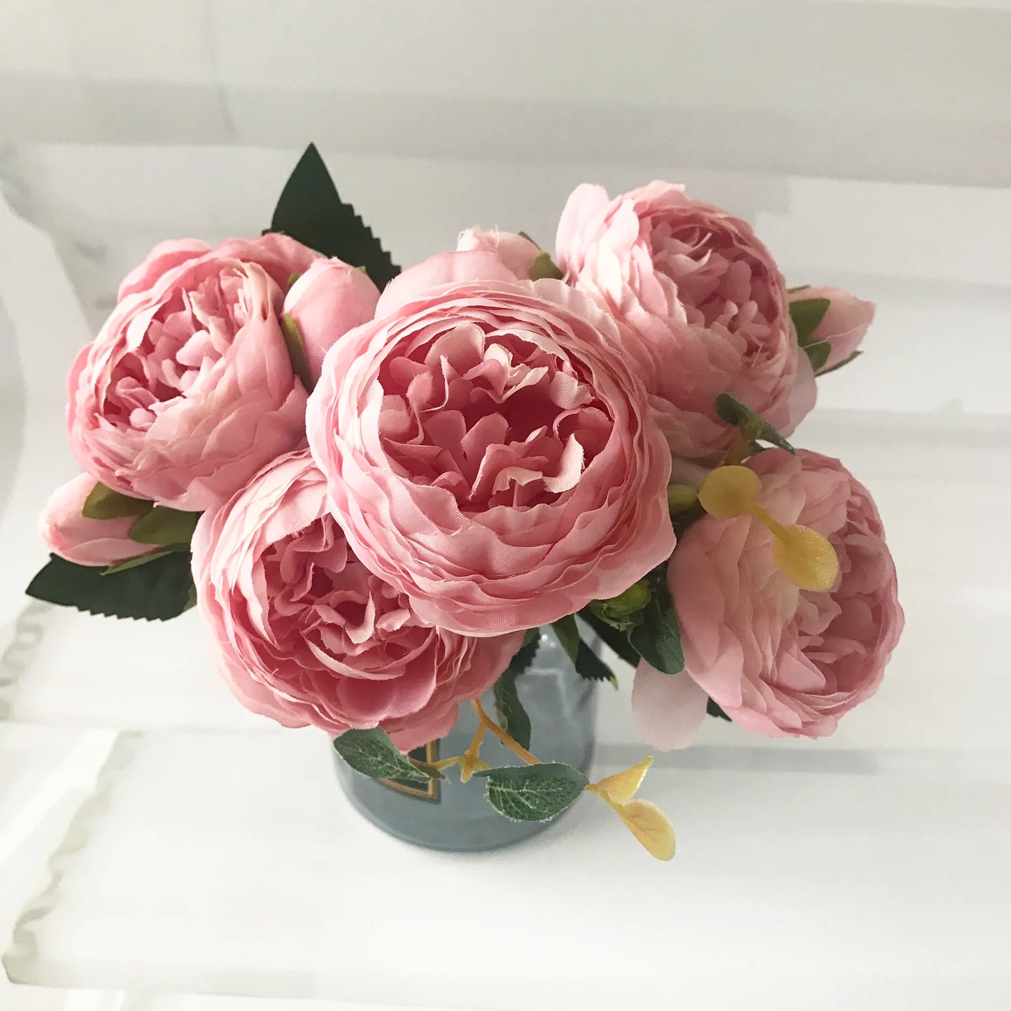 Pink Silk Peony Bouquet – 5 Big Heads, 4 Budsbbbbbbbbbbbbbbb