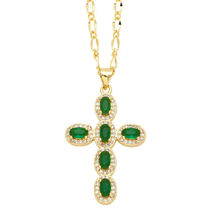 Colorful Zircon Cross Necklace