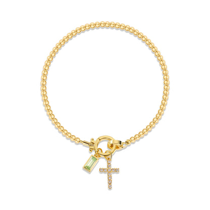 Cross Birthstone Charm Bracelet
