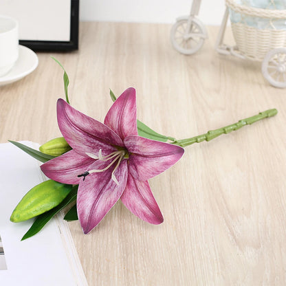 White 3D Printed Artificial Lily Branch