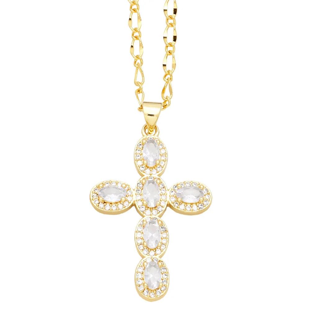 Colorful Zircon Cross Necklace