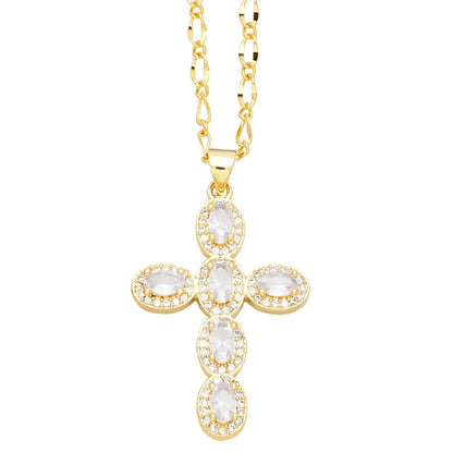 Colorful Zircon Cross Necklace