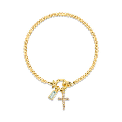 Cross Birthstone Charm Bracelet