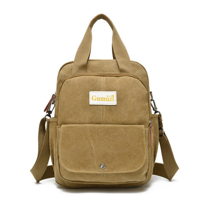 Leisure Canvas Shoulder Bag Wearproof Multi-functional Backpack-4